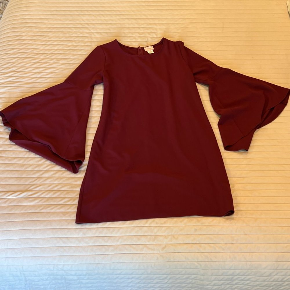Love Ady Burgundy/Red Bell Sleeve Dress - Size L